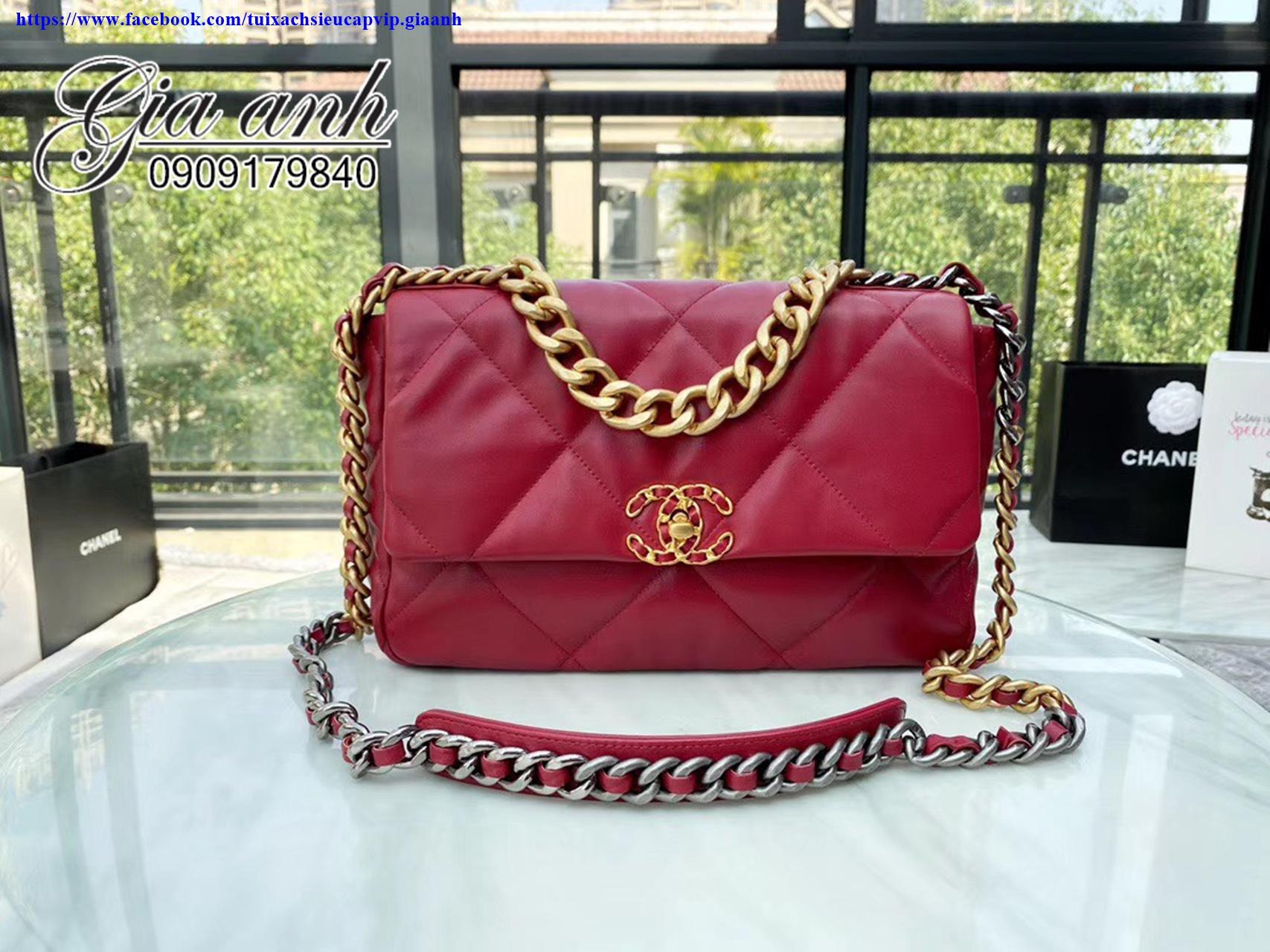 Túi Xách Chanel Coco Handle Siêu Cấp Màu Đỏ Đô