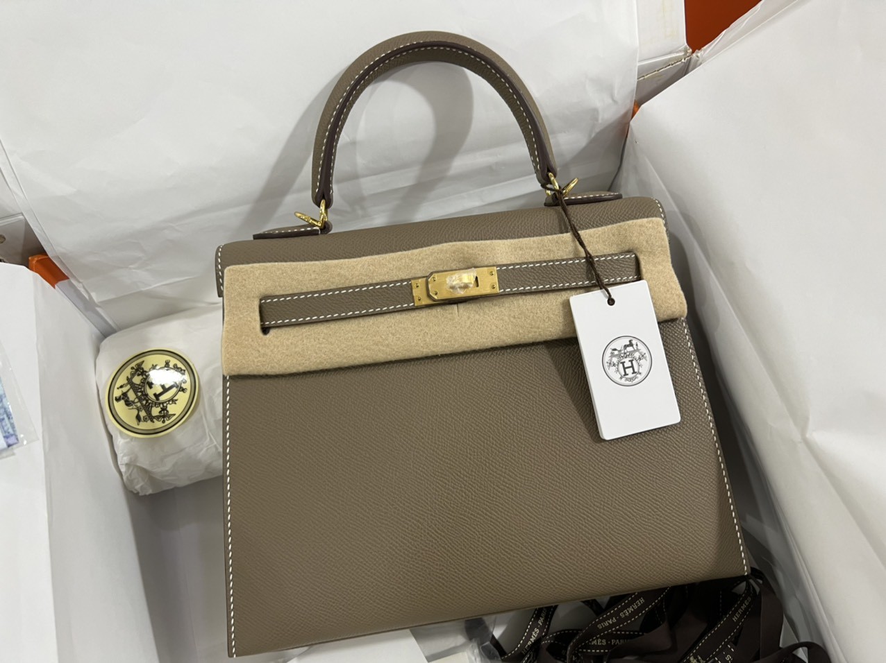 Túi Hermes Kelly 25 cm màu etoupe