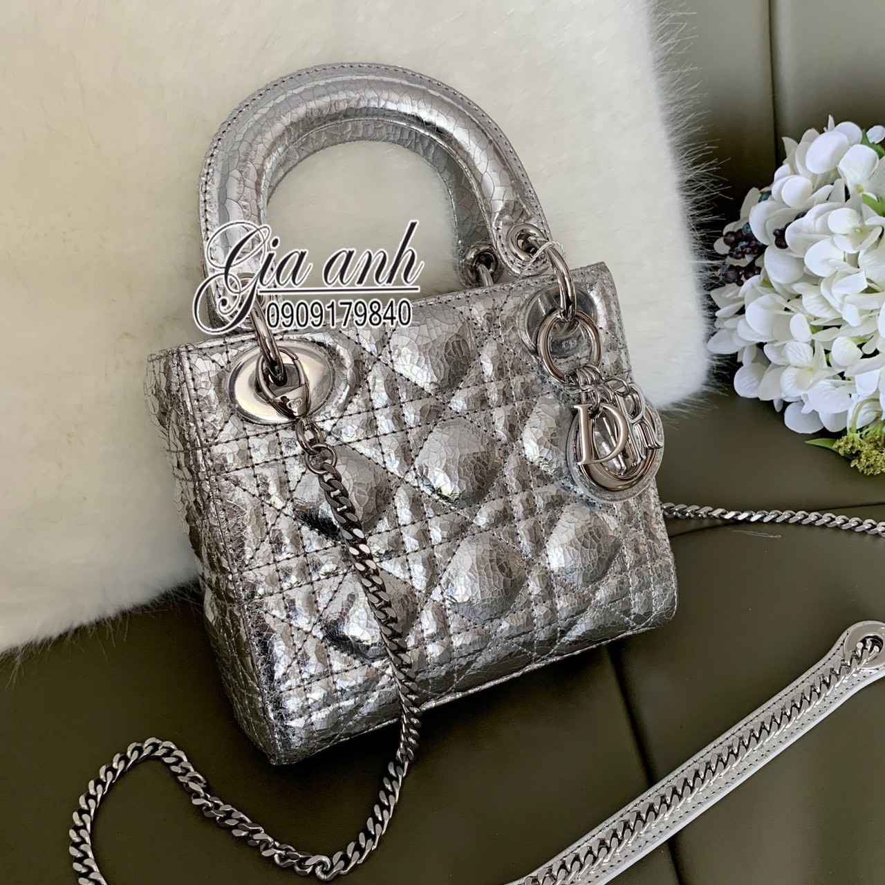 Túi xách Dior Lady màu bạc 2016