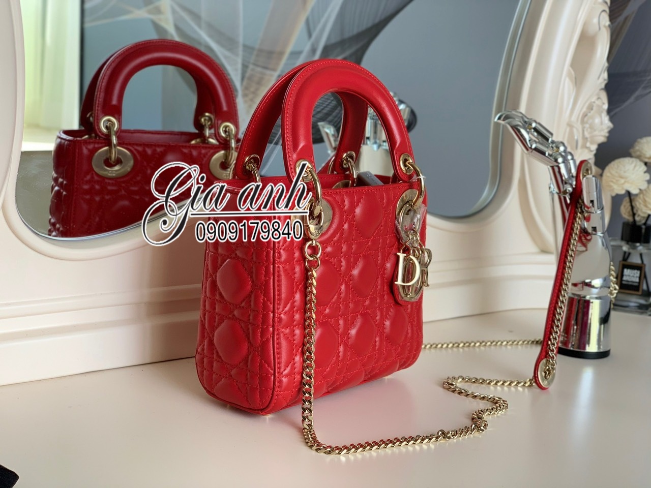 Túi xách Dior đỏ siêu cấp size 25