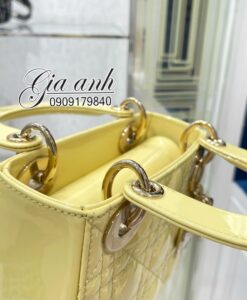 Túi Dior Lady Mini Da Bóng Màu Vàng
