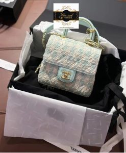 Túi Chanel Lắp Gập Mini Màu Xanh Nhạt Vip