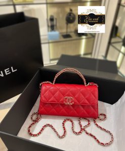 Túi Xách Chanel Clutch With Chain Vip Màu Đỏ