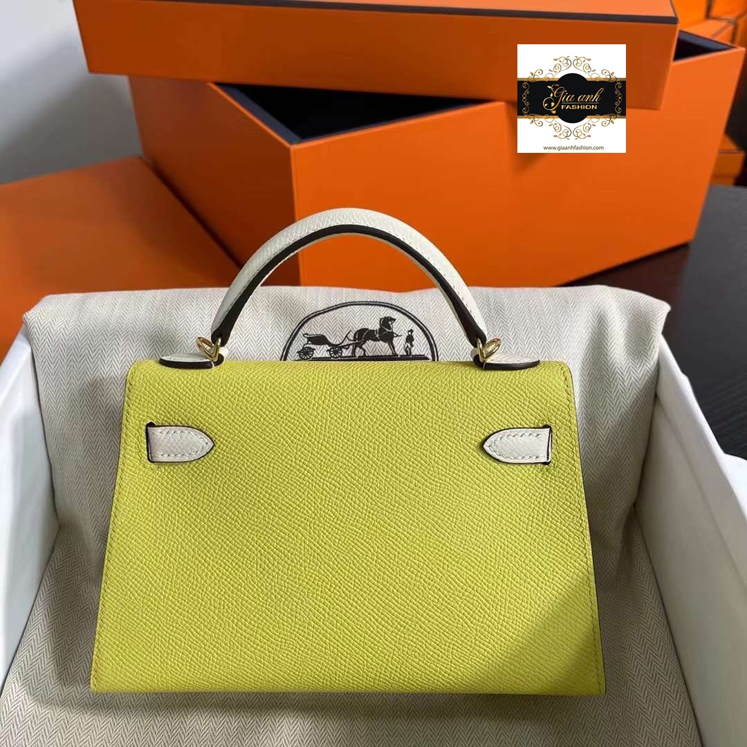 Túi Hermes Kelly Mini 20 cm mix màu vàng