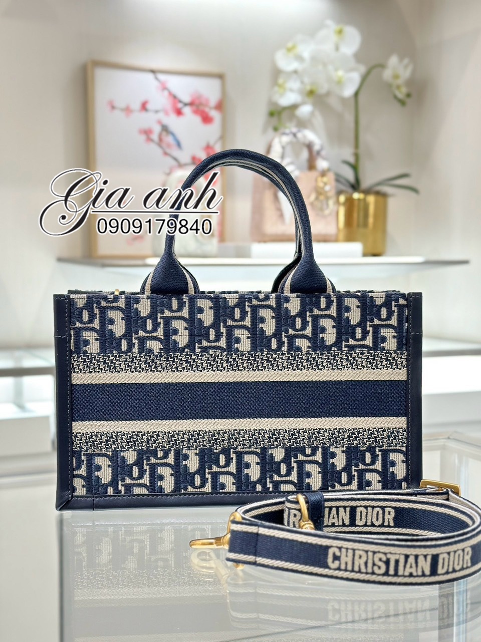 Túi Dior Tote Mini Hàng Hiệu Có Dây Đeo