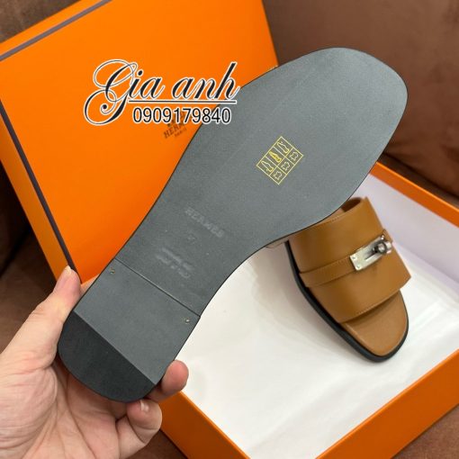 Dép Nữ Hermes Màu Nâu Chuẩn Auth