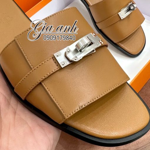 Dép Nữ Hermes Màu Nâu Chuẩn Auth