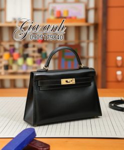 Túi Hermes Kelly Mini Da Box Màu Đen