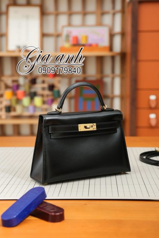 Túi Hermes Kelly Mini Da Box Màu Đen