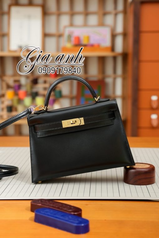 Túi Hermes Kelly Mini Da Box Màu Đen