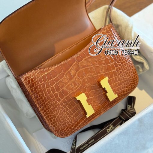 Túi Hermes Constance 18 Crocodile Gold Color