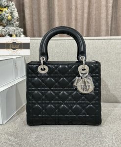 Túi Dior Lady Siêu Cấp Vip Like Auth da lamskin màu đen 04