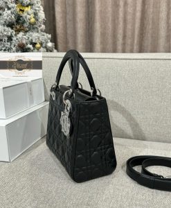 Túi Dior Lady Siêu Cấp Vip Like Auth da lamskin màu đen 05