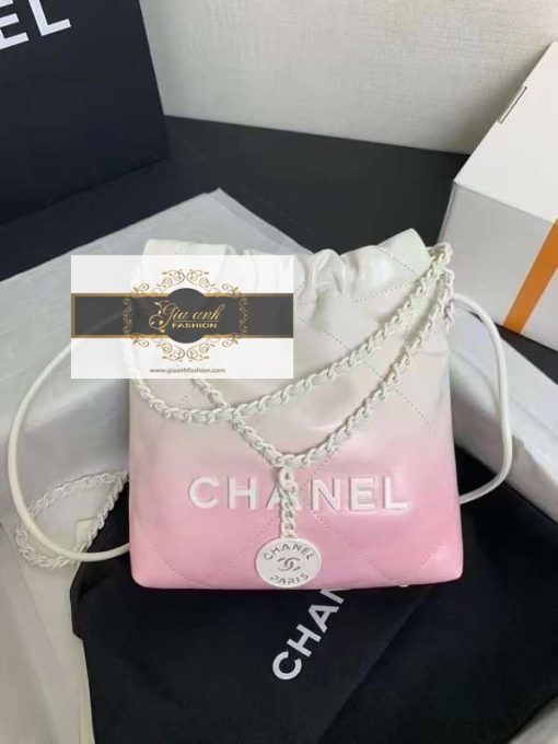 Túi Xách Chanel 22 Mini Hai màu hồng trắng Siêu Cấp Vip 02