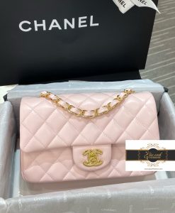 Túi Xách Chanel Classic Siêu Cấp Like Auth 20 cm màu hồng 02