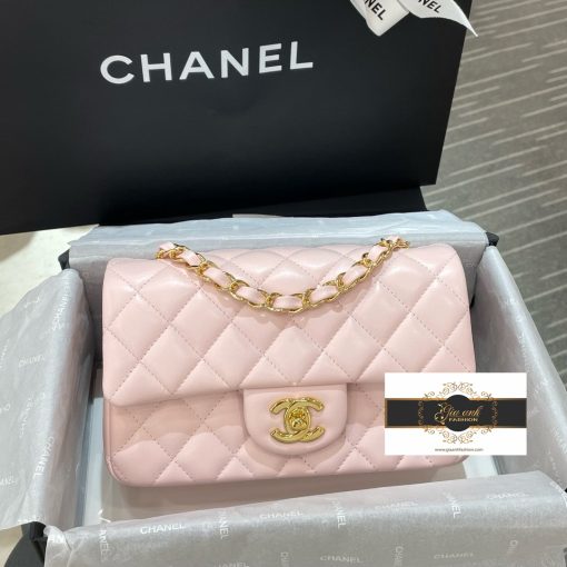 Túi Xách Chanel Classic Siêu Cấp Like Auth 20 cm màu hồng 02