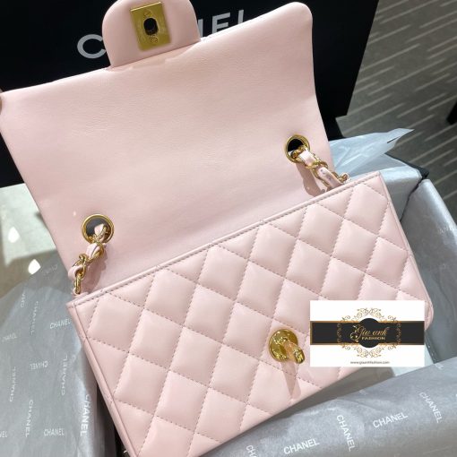 Túi Xách Chanel Classic Siêu Cấp Like Auth 20 cm màu hồng 03