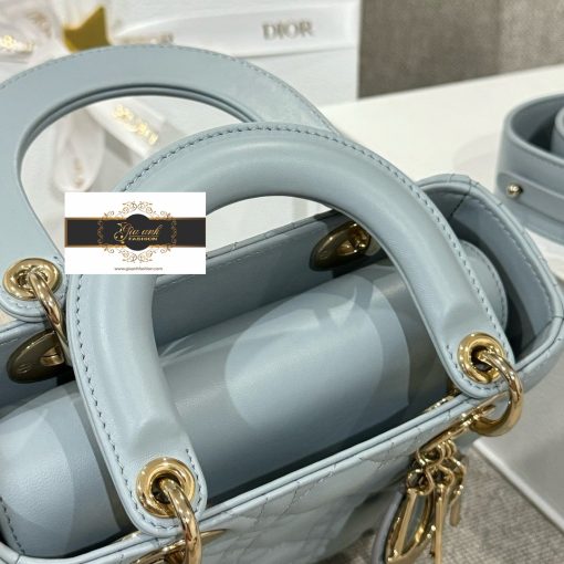 Quai Túi Xách Dior Lady 5 Ô Hàng Hiệu Vip màu xanh 06