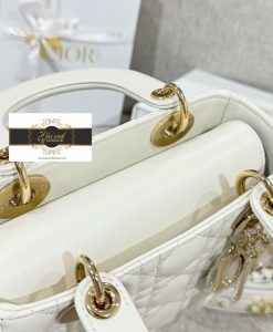 Túi Xách Dior Lady 20 cm lắp gập Màu Trắng Vip Like Auth 03