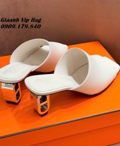 Dép Nữ Hermes Chuẩn Auth cao 6 cm màu trắng Hàng Hiệu Vip