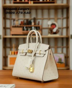 Túi Xách HM Birkin Da Đà Điểu Chuẩn Auth Màu Craie Size 20 cm