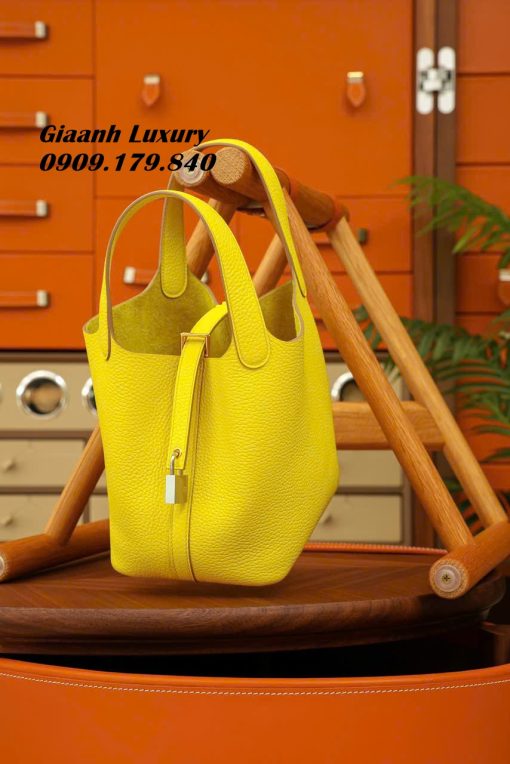 Shop Giaanhluxury chuyên Túi Hermes Picotin da Togo Màu Vàng May Tay Like Auth 05