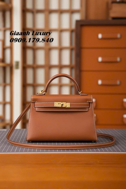 Túi Xách Hermes Kelly Mini Hàng Hiệu Màu Gold 01