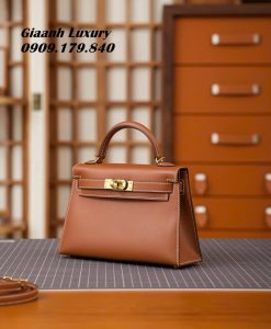 Túi Xách Hermes Kelly Mini Hàng Hiệu Màu Gold khóa vàng bản cao cấp luxury