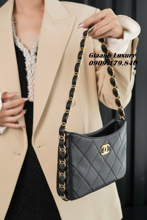 Túi Xách Chanel Hobo Da Cừu Nhập Khẩu Màu Đen 02