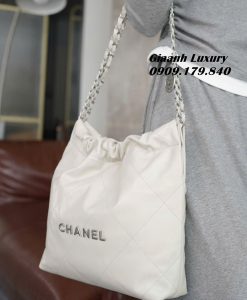 Giaanhluxury chuyên Túi Xách Chanel 22 Da Bê Hàng Hiệu Màu Trắng Kem