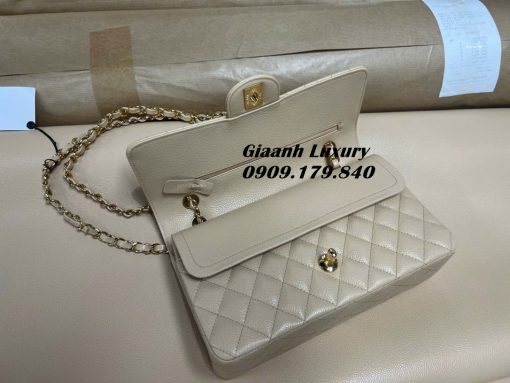 Túi Xách Chanel Classic Size 25 cm màu kem cực đẹp giaanhluxury