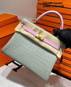 Túi Hermes Kelly Da Cá Sấu 25 cm Mix Màu Hàng Hiệu 01