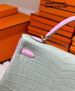 Túi Hermes Kelly Da Cá Sấu 25 cm Mix Màu Hàng Hiệu