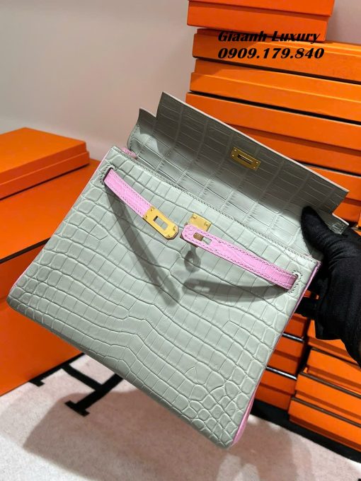 Túi Hermes Kelly Da Cá Sấu 25 cm Mix Màu Hàng Hiệu 02