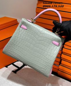 Túi Hermes Kelly Da Cá Sấu 25 cm Mix Màu Hàng Hiệu