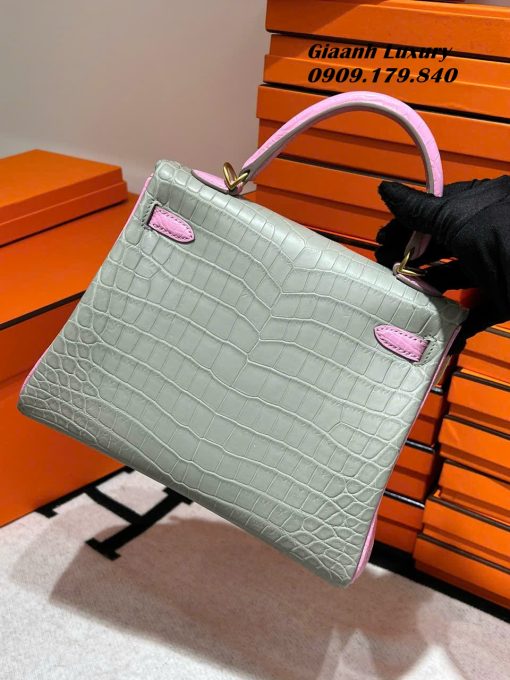 Túi Hermes Kelly Da Cá Sấu 25 cm Mix Màu Hàng Hiệu