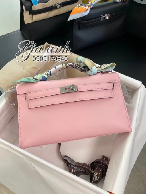 Túi Xách Hermes Kelly mini Pochette Màu Hồng Hàng Hiệu