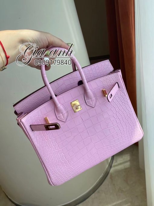 Túi Xách Hermes Birkin da cá sấu Màu hồng 05