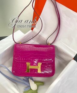 Túi Xách Hermes Constance 18 da cá sấu Màu hồng 06