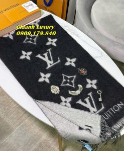 Khăn Choàng LV Cashmere Classic Siêu Cấp dành cho nam họa tiết màu đen