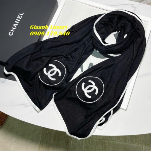 Khăn Choàng Chanel Siêu Cấp Vip Like Auth Màu Đen vải nhung 05