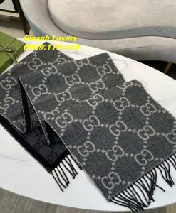 Khăn Quàng Gucci Like Auth Hàng Hiệu Màu xám đen monogram 02