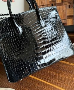 Túi Xách Hermes Da Cá Sấu Bóng Màu Đen hàng hiệu Luxury