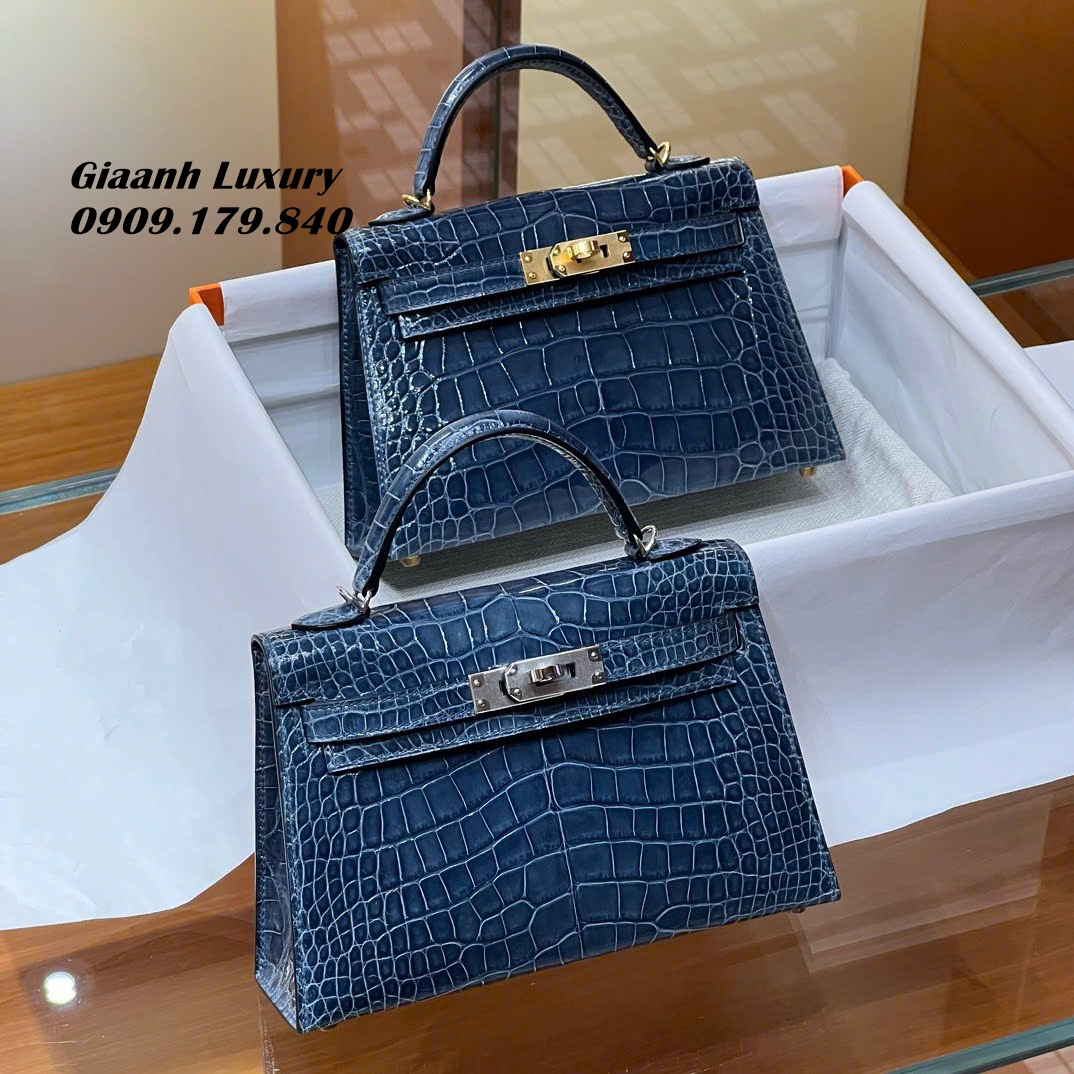 Túi Xách Hermes Kelly mini 19 cm da cá sấu 01