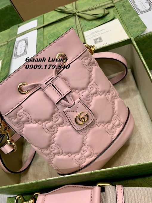 Túi Gucci Dây Rút Siêu Cấp Màu Hồng mini 05