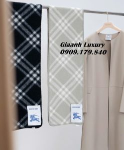 Khăn Burberry Len Cừu Cao Cấp Luxury Màu Xám sọc