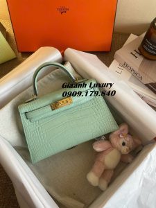 Những Màu Túi Xách Hermes Kelly Da Cá Sấu Vip màu xanh ngọc 07