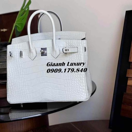 Những Màu Túi Hermes Birkin Da Cá Sấu Mix Hai Màu Trắng 05