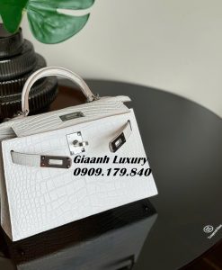 Túi Hermes Kelly Da Cá Sấu Đẹp Màu trắng Luxury