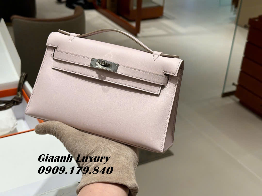 Những Màu Túi Xách Hermes Kelly Pochette màu Hồng Rose Sakura